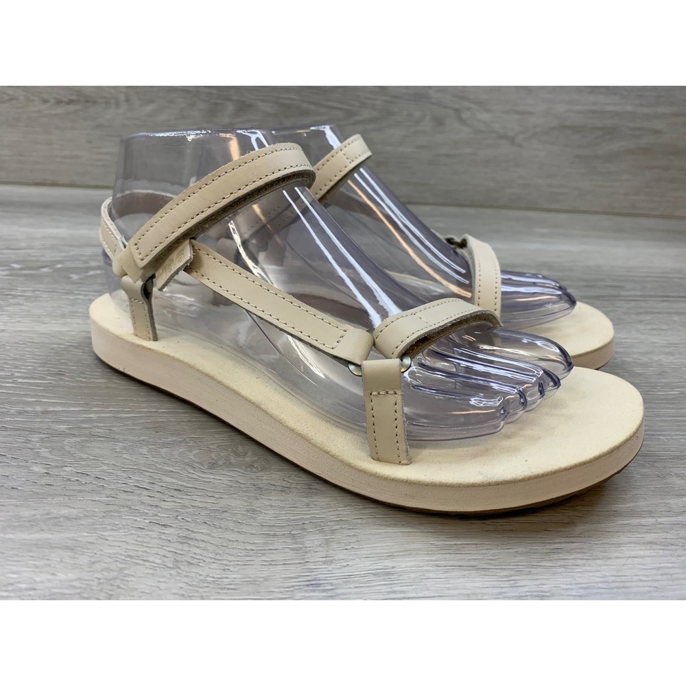 Teva Midform Universal Leather Sandals Cream Platform Women's 7 Comfort Shoes